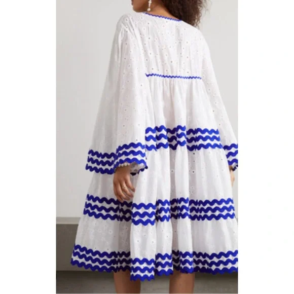 CORAL LUXURY DRESS Flora Sardalos Hydra Ric Rac trimmed dress - Picture 4 of 17